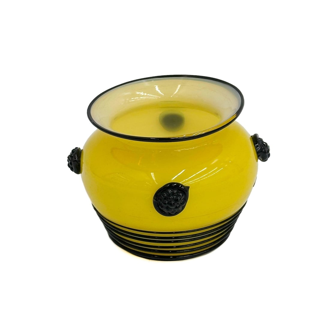 Michael Powolny for Loetz Yellow & Black Art Glass Vase Threaded Applied Prunts (1 of 6)