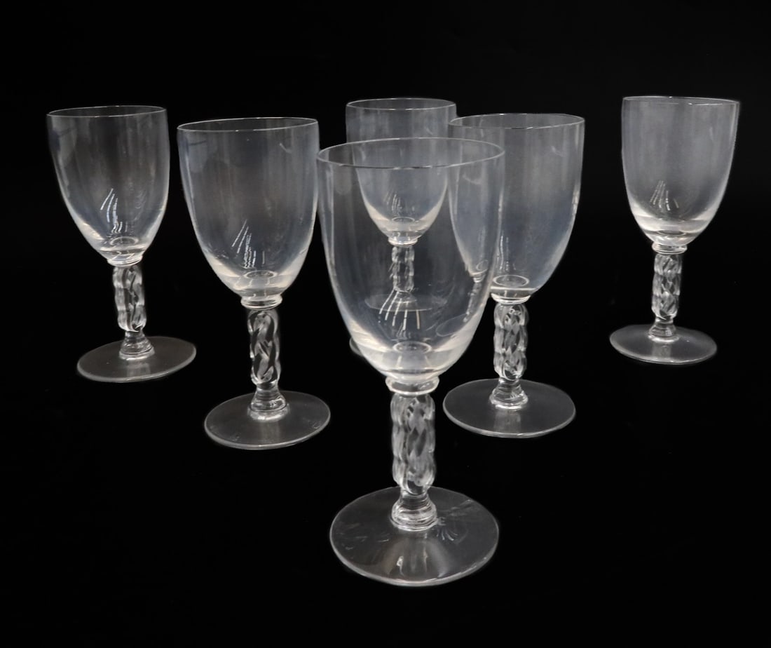 6 Lalique France Glass Cordial Wine Goblets in Guebwiller Signed (1 of 5)