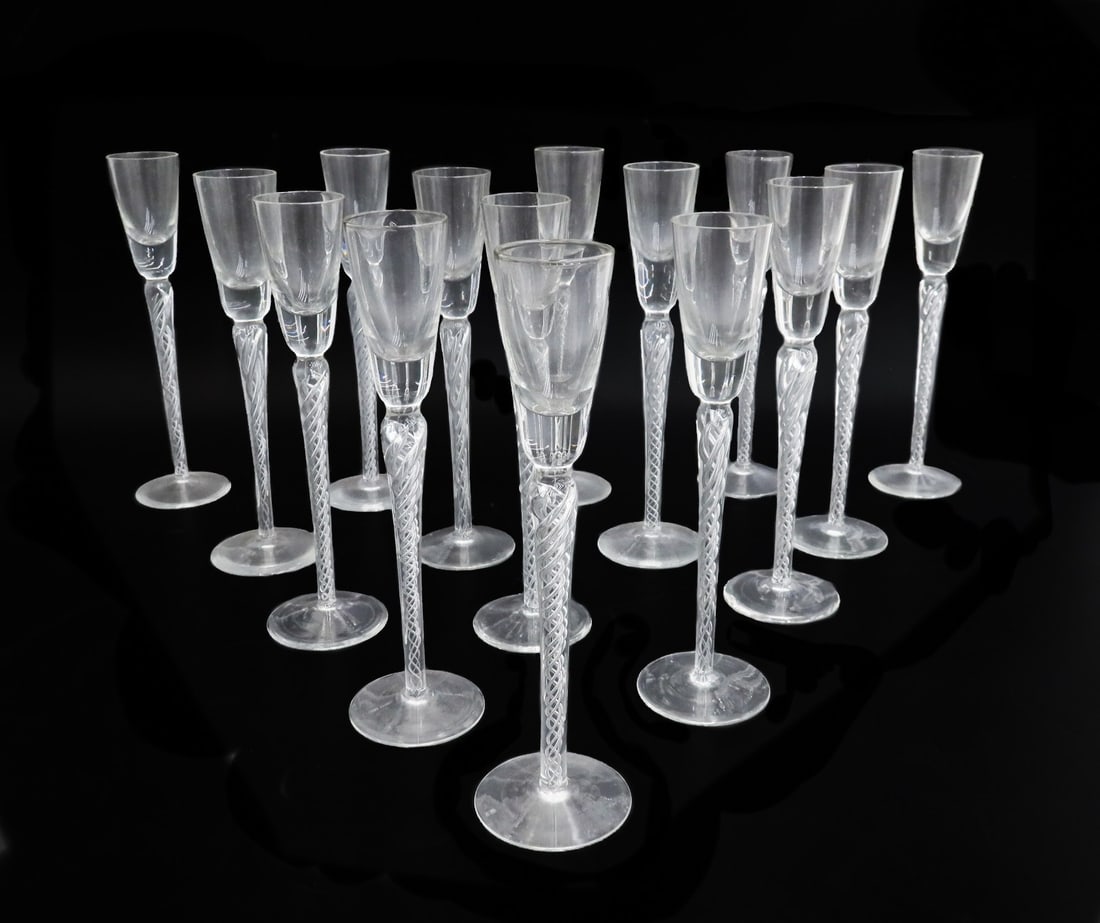 15 Air Twist Stem Fluted Wine Glass Goblets 20th Century (1 of 6)