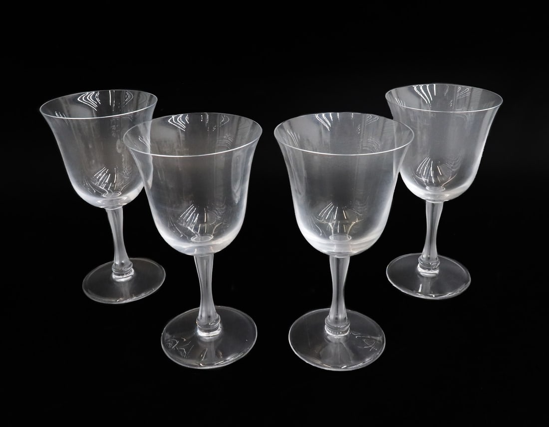 4 Lalique France Wine Goblets in Barsac Signed Frosted Stem (1 of 7)