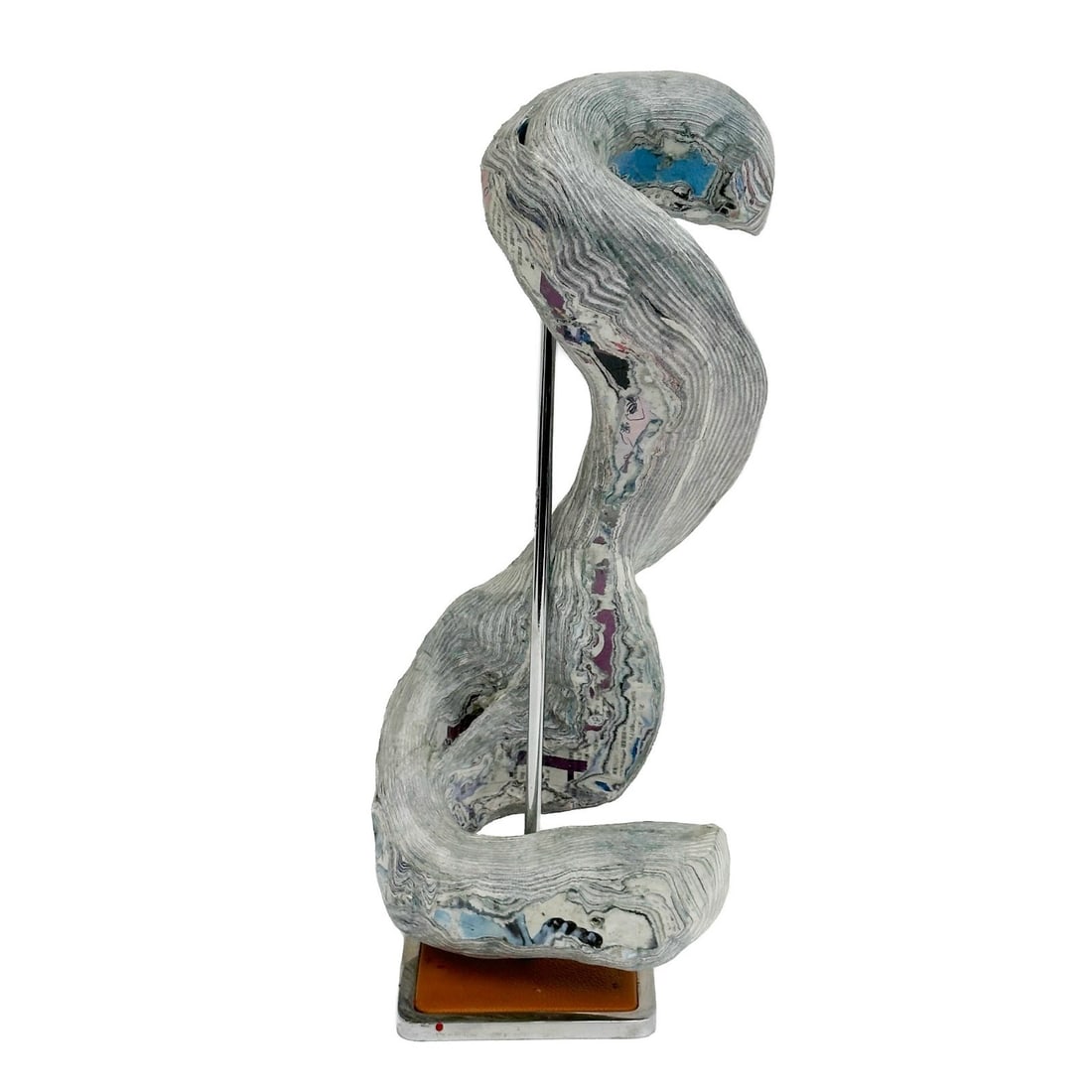 Long-Bin Chen (Taiwanese 20th Century) Modernist Paper Sculpture: Long-Bin Chen (Taiwanese 20th Century) Modernist Paper Sculpture. Constructed from used and discarded paper materials in a swirled form mimicking stone or wood. Faintly signed to base. Weight: Approx.