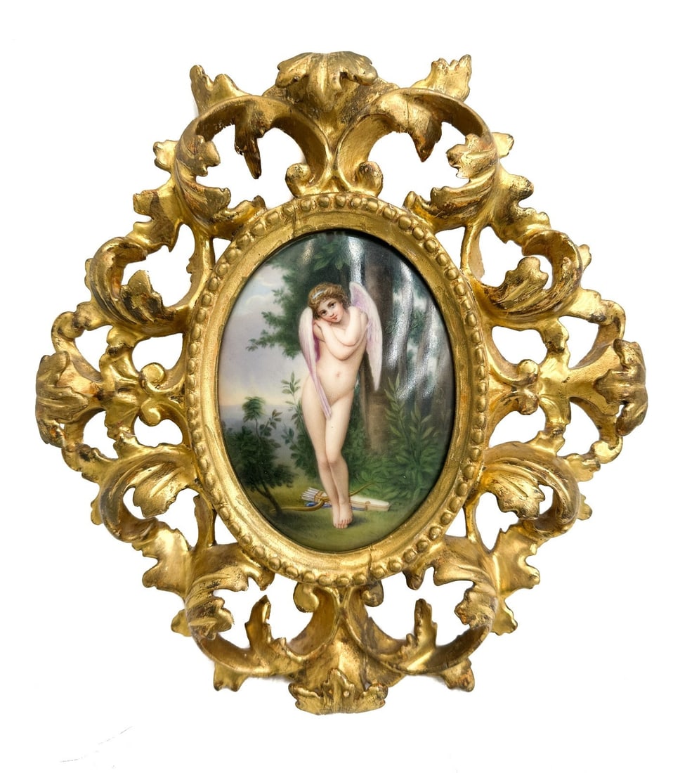 Hand Painted Porcelain Plaque of Cupidon after William-Adolphe Bouguereau (1 of 7)