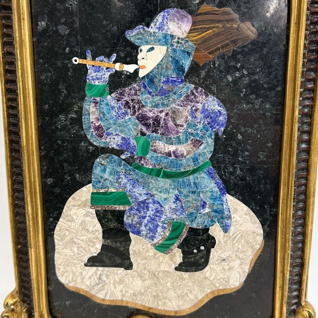 Italian Pietra Dura Plaque Musician Framed Luedtke 3rd quarter 20th century - 2
