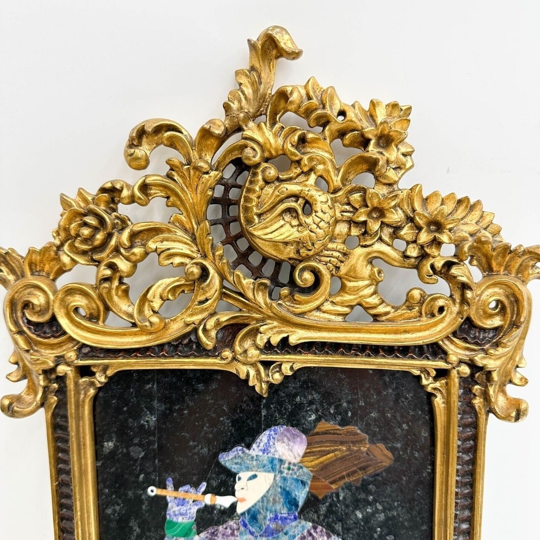 Italian Pietra Dura Plaque Musician Framed Luedtke 3rd quarter 20th century - 3
