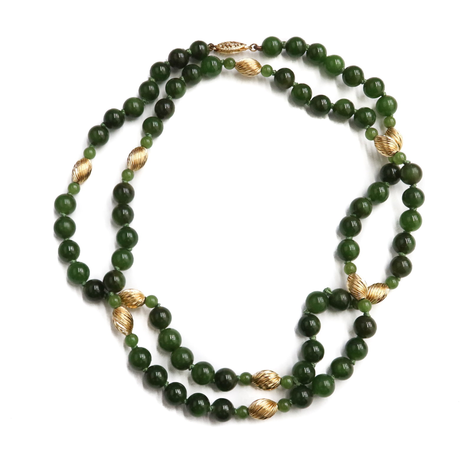 14k Yellow Gold and Jade Beaded Single Strand Necklace (1 of 9)