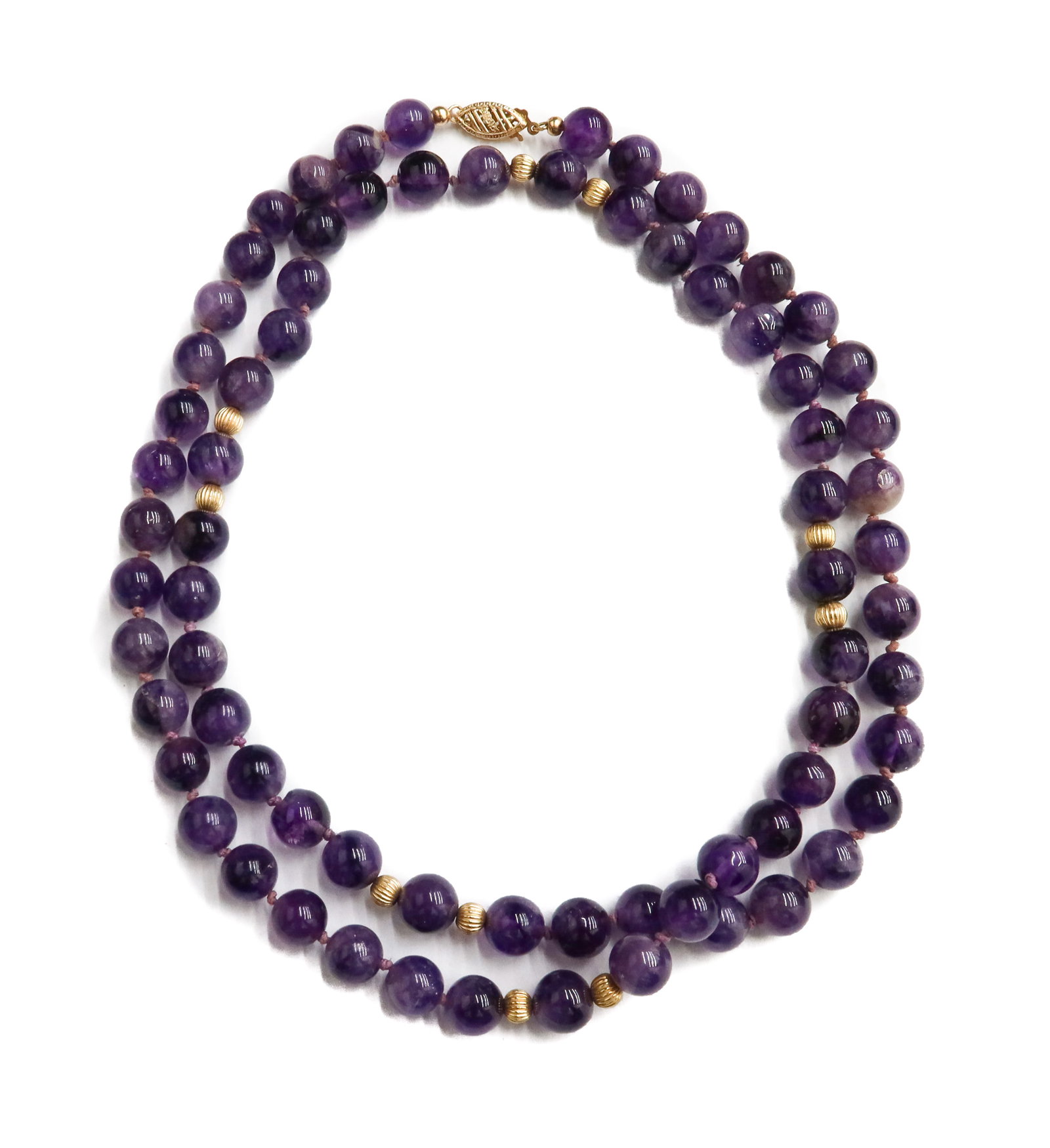 14k Yellow Gold and Amethyst Single Strand Beaded Necklace (1 of 12)