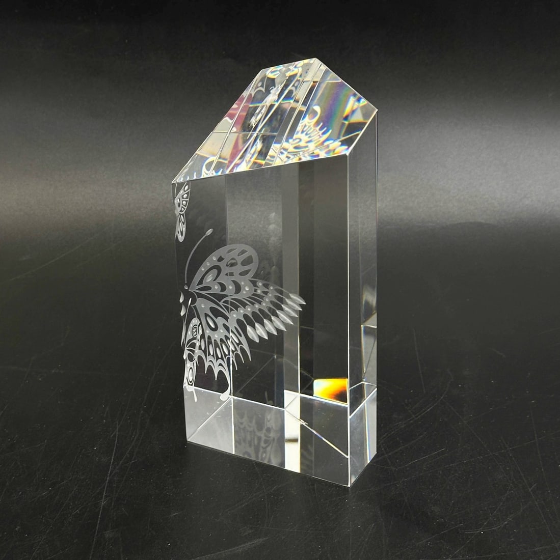 Steuben Art Glass Sculpture Garden Butterfly Prism by Bernard X Wolff w/Box - 2
