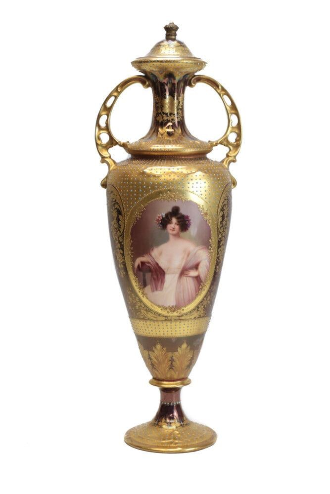 Dresden Germany Porcelain Jeweled Portrait Urn 19th Century (1 of 8)