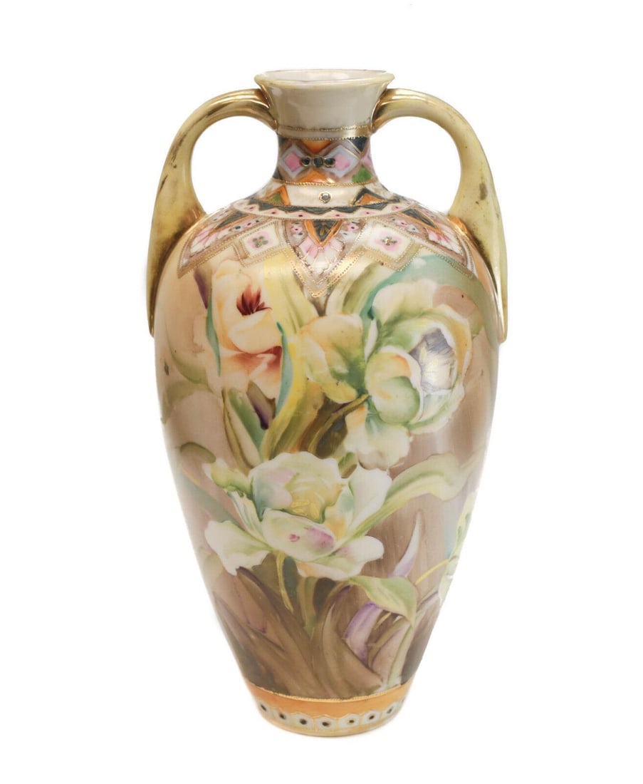 Nippon Porcelain Hand Painted Double Handed Vase (1 of 4)