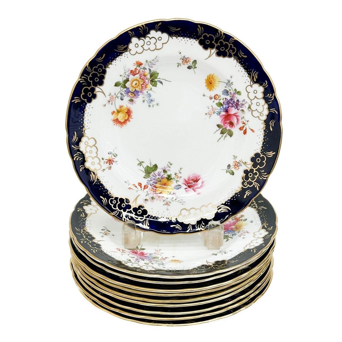 10 Royal Crown Derby Hand Painted Porcelain Dessert Plates circa 1940 (1 of 7)