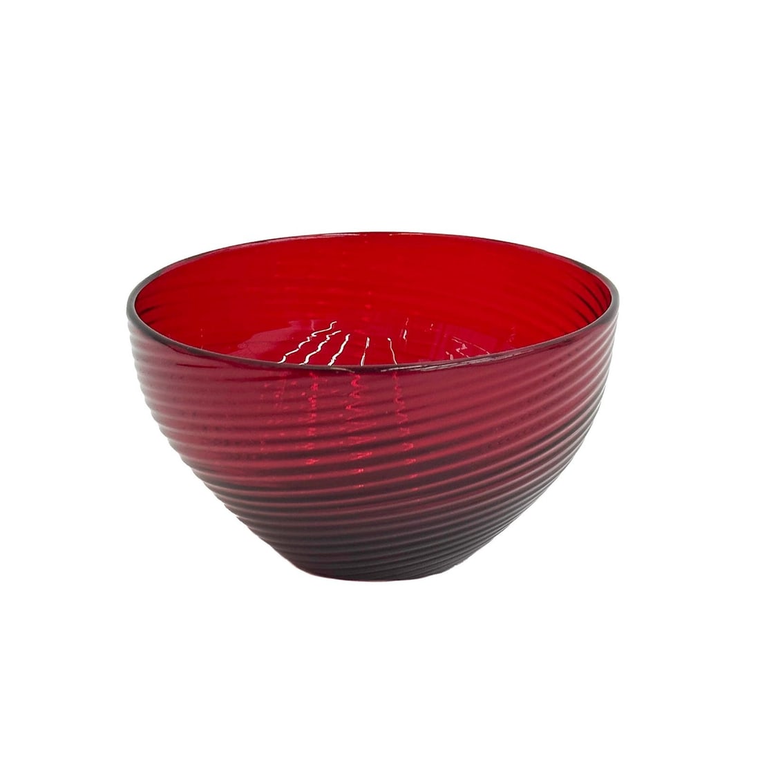Steuben Selenium Red Art Glass Spiral Ribbed Finger Bowl #3140 (1 of 6)