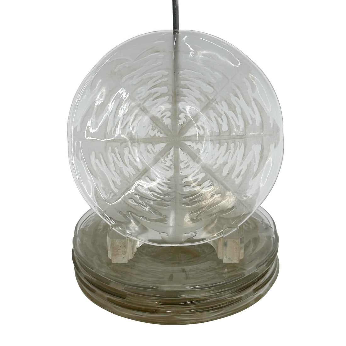 6 Rene Lalique France Patinated Glass Pissenlit Dandelion 6.5in Saucers #3007 (1 of 6)