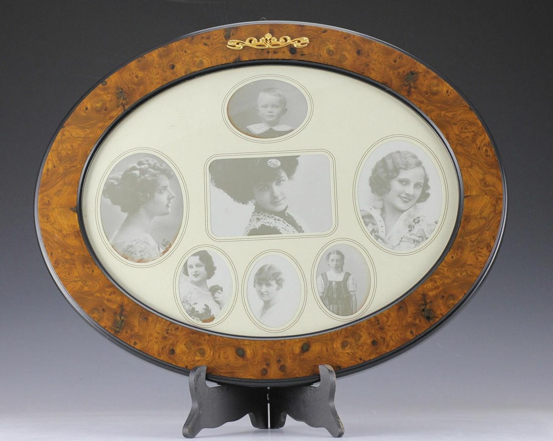 Vintage Italian Wood Large Oval Photo Picture Frame with Sterling Silver Design (1 of 4)