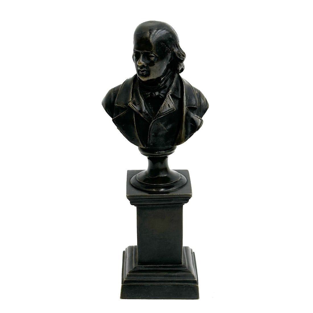 French Bronze Sculpture Bust of Beranger 1st half 19th cen: French Bronze Sculpture Bust of Beranger. Depicts the French poet Beranger mounted on a bronze pillar. Weight: Approx. 2 lbs Measurements: Approx. 3.25 inches x 2.5 inches x 8.375 inches tall Conditio