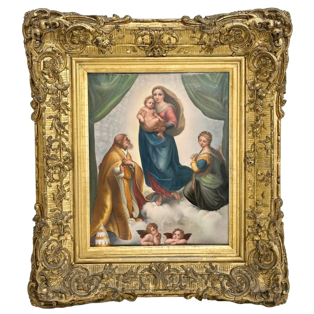 KPM Berlin Hand Painted Porcelain Plaque Raphael Sistine Madonna Framed 19th cen (1 of 10)