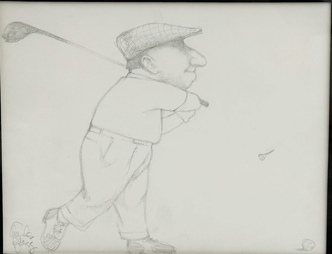 Charles Bragg Untitled Golfer Original Graphite Pencil Drawing Signed Matted: Charles Bragg (American, 1931-2017) Original Graphite Pencil Drawing on Paper Signed. Depicts a figure golfing to the center, untitled, artist signed to the lower left side. Matted, unframed, sealed