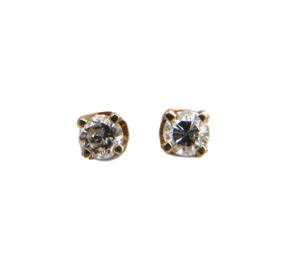 14k Yellow Gold and Diamond Stud Earrings (1 of 7)