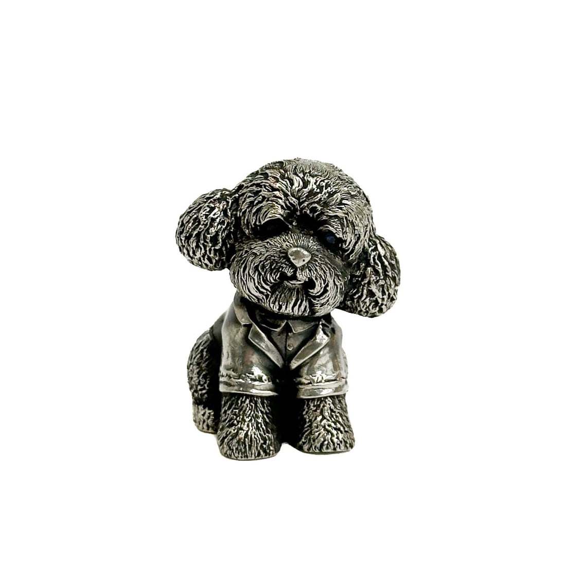 Russian 84 Silver Toy Poodle Dog Figurine Sapphire Eyes 20th cen (1 of 6)