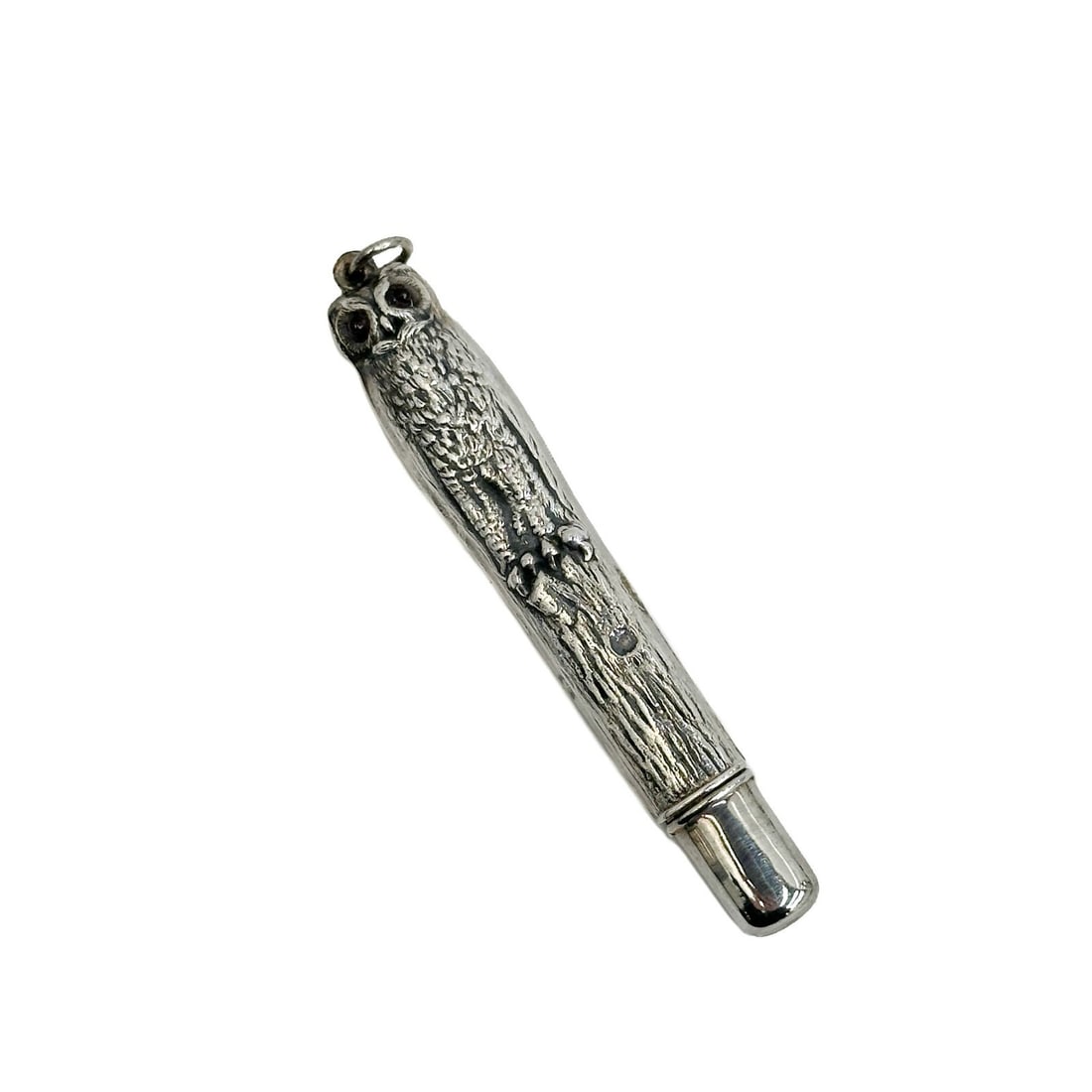 American Sterling Silver Owl Form Etui Needle Holder Topaz Eyes early 20th cen (1 of 5)