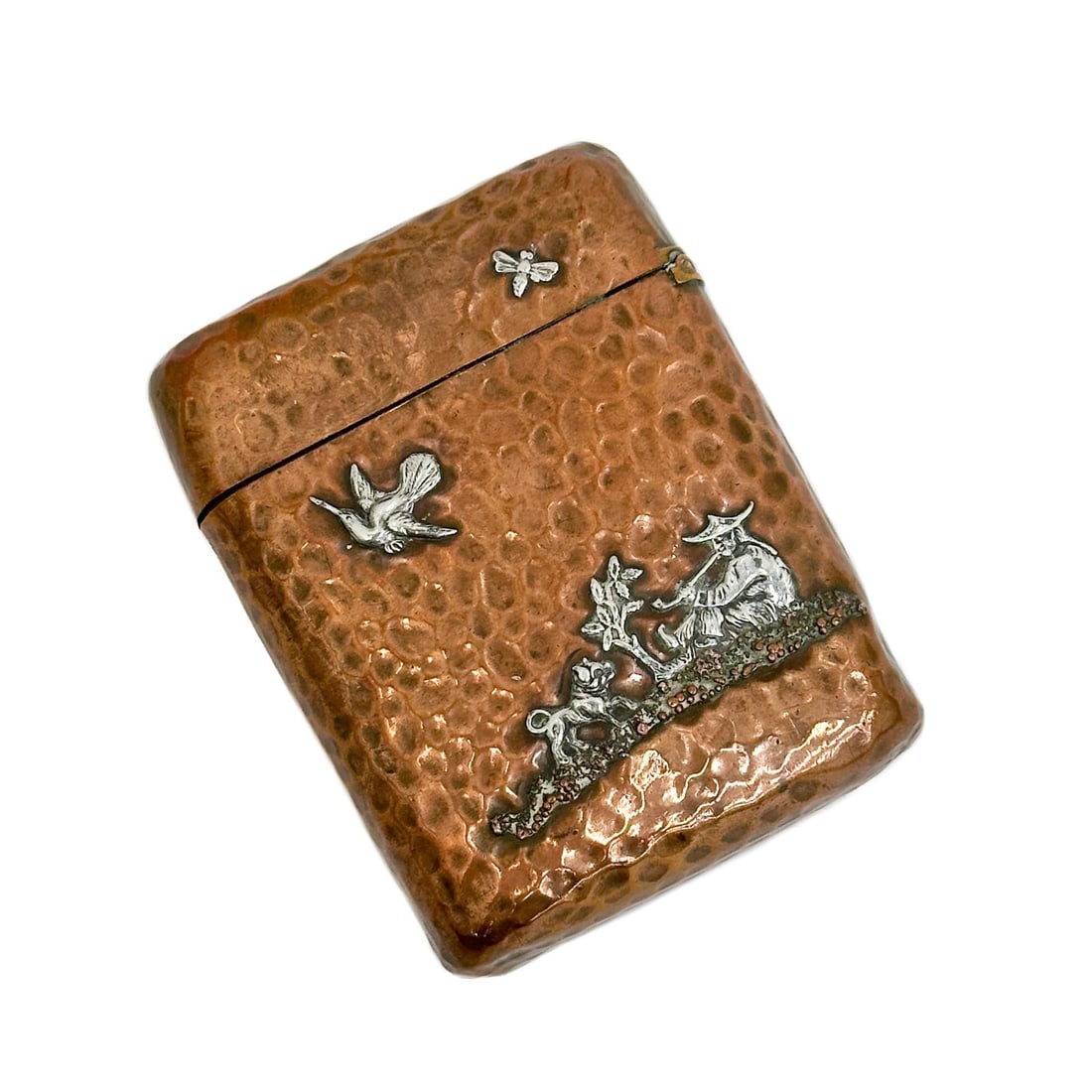 Gorham Mixed Metal Hand Hammered Copper & Silver Mounted Cigarette Case c1900 (1 of 6)