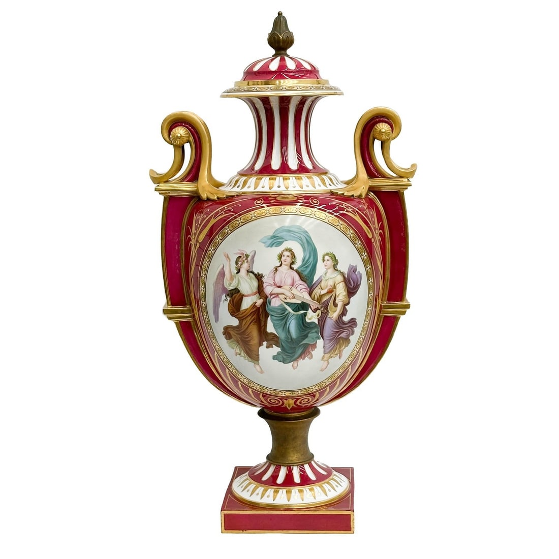 Royal Crown Derby Hand Painted Large Porcelain Lidded Urn Signed Landgraf c1880 (1 of 10)