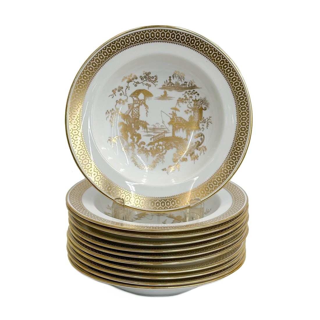 11 Copeland Spode Porcelain Rimmed Soup Bowls in Spode's Garden Y7046 c1950 (1 of 7)