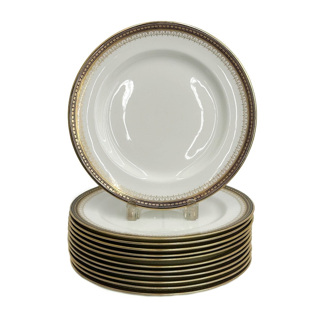 12 Royal Doulton England Porcelain Cobalt Blue & Gilt Dinner Plates c1918 (1 of 8)