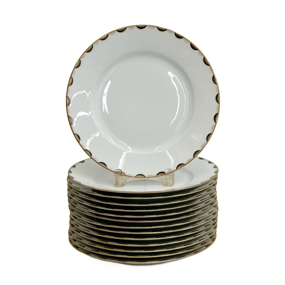 14 Puiforcat France Martha Rahm Porcelain Dinner Plates in Trocadero Noir (1 of 5)