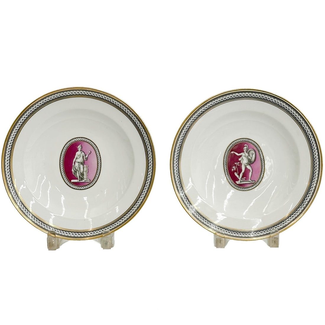 Pair Royal Vienna Austria Neoclassical Porcelain Plates Venus & Mars 1798 (1 of 10)