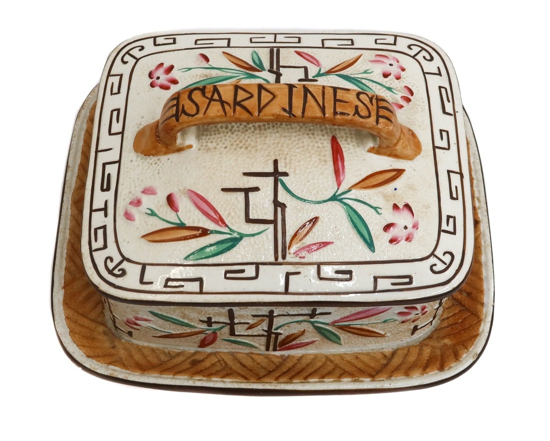 Brownhills English Pottery Hand Painted Sardine Covered Dish Late 19th Century (1 of 10)