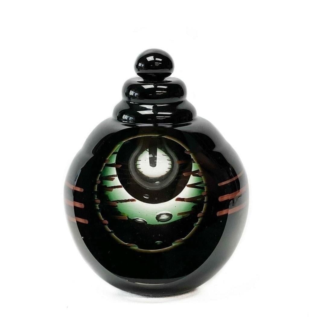 William Carlson Art Glass Hand Blown Center Perfume Bottle with Stopper, Signed (1 of 5)