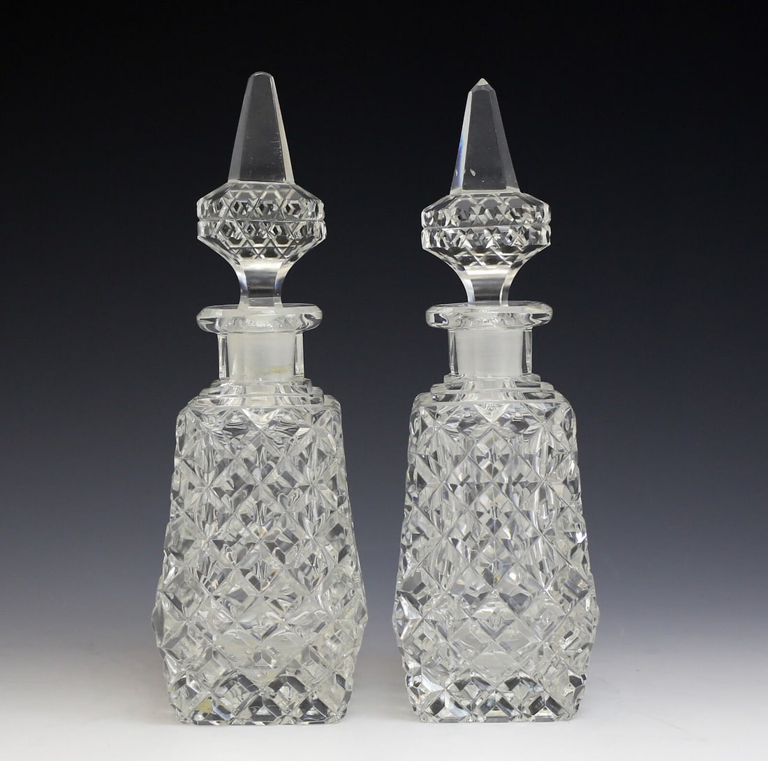 Pair of Czech Crystal Perfume Bottles, c1950 Deeply Hand Cut & Polished (1 of 6)