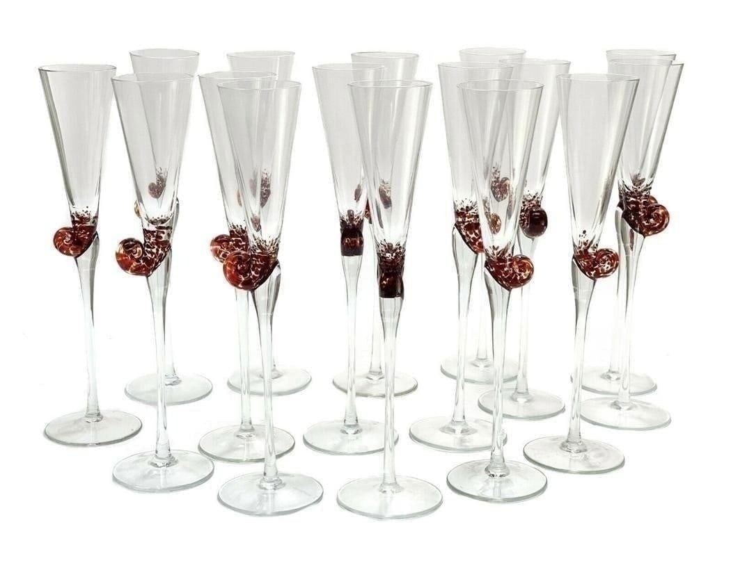16 Continental Cut Glass Snail Escargot Caviar Wine Goblets (1 of 3)