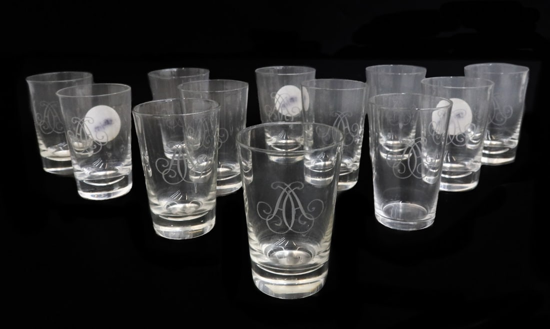 12 Prince Albert Engraved Small Tumbler Glasses Collection of Princess Lilian of Belgium (1 of 9)