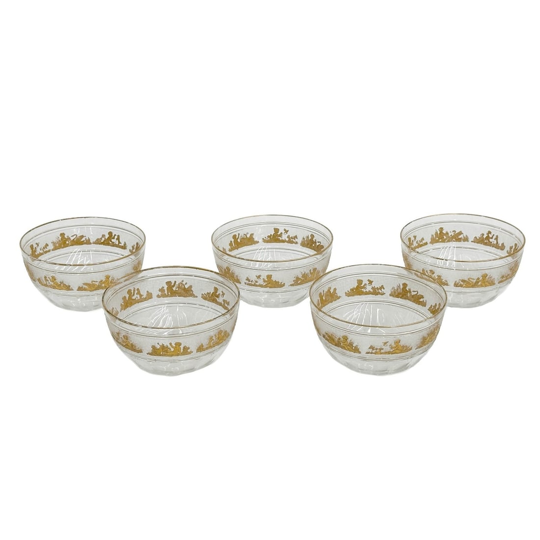 5 Val St (Saint) Lambert Glass Berry Bowls in Beaudoin Clear & Gold (1 of 8)