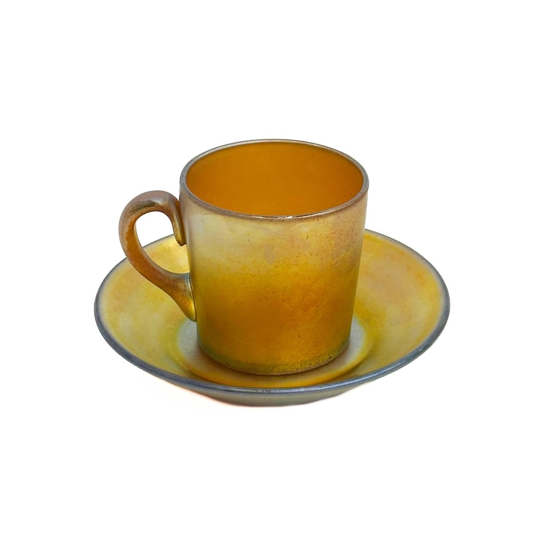 Steuben Gold Aurene Art Glass Cup and Saucer Signed #2669 (1 of 6)
