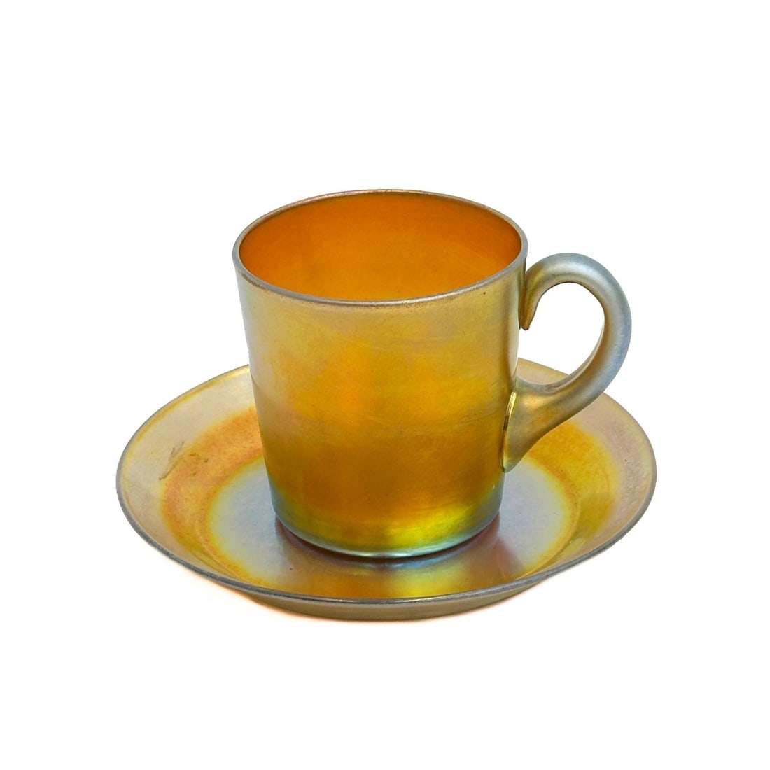 Steuben Gold Aurene Art Glass Cup and Saucer Signed #2669 (1 of 5)