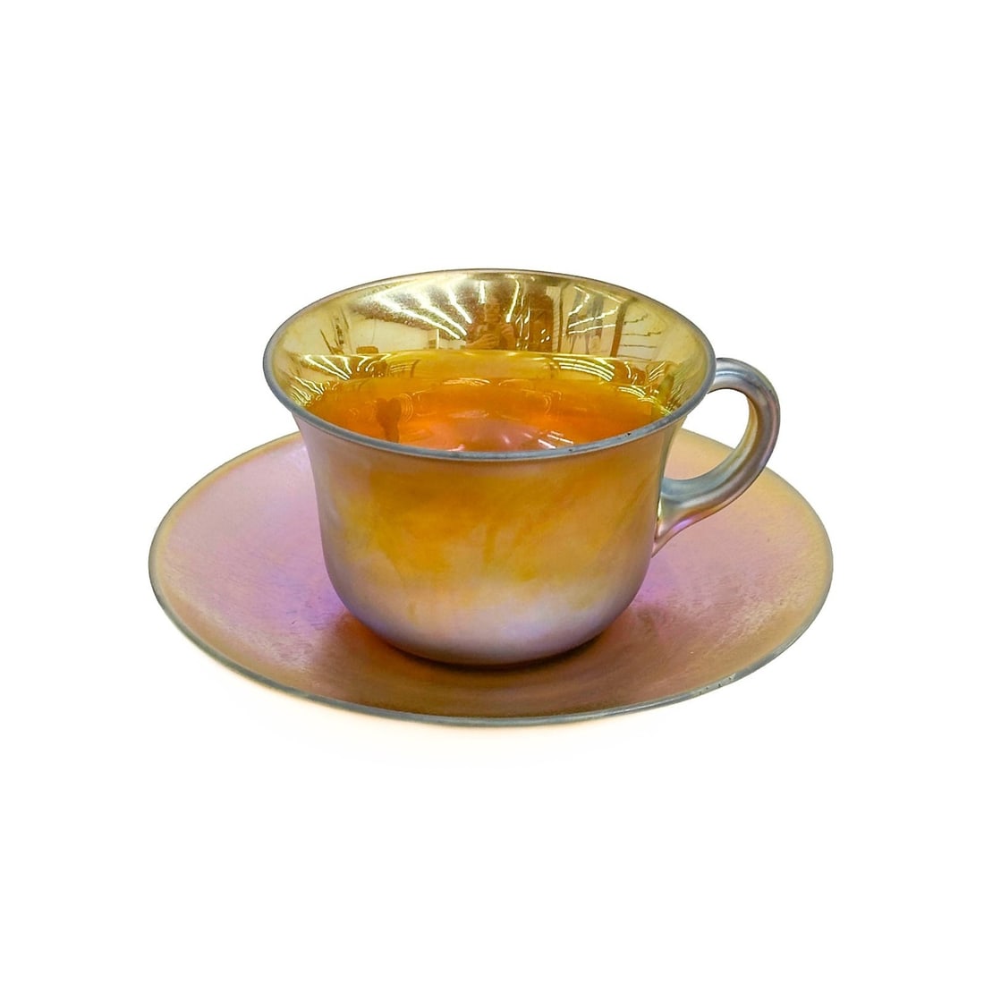 Steuben Gold Aurene Art Glass Cup and Saucer Signed #616 (1 of 7)