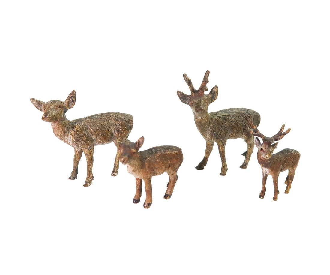 4 Continental Cold Painted Bronze Miniature Deer Miniature Figurines 20th C (1 of 8)