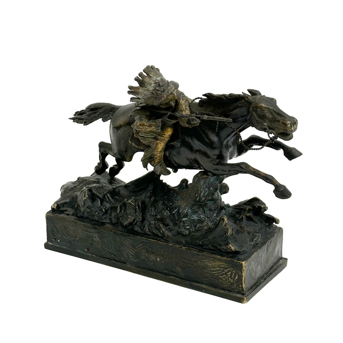 Carl Kauba Austrian Painted Bronze Indian on Horseback Sculpture Signed (1 of 12)