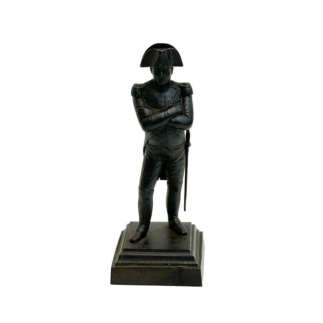 French Iron Sculpture Figurine Napoleon early 20th century: French Iron Sculpture Figurine Napoleon, early 20th century. Depicts Napoleon as general with his arms crossed Weight:approx. 1.5 lbs Measurements: Approx. 2.825 inches x 2.825 inches x 7 inches tall 