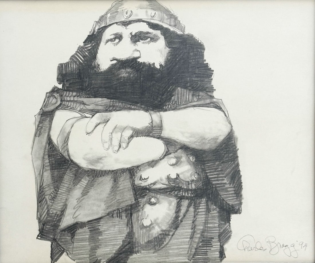 Charles Bragg Viking Portrait Original Graphite Pencil Drawing Signed Matted (1 of 8)