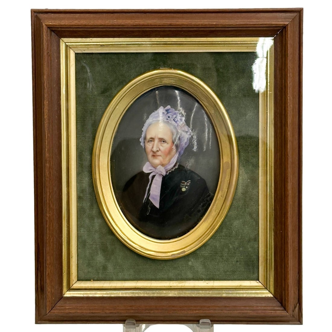 KPM Berlin Hand Painted Porcelain Oval Plaque Woman Framed 19th cen (1 of 7)