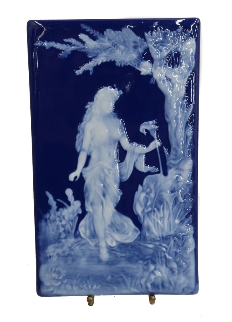 Limoges France Blue and White Pate sur Pate Rectangular Plaque Beauty (1 of 5)