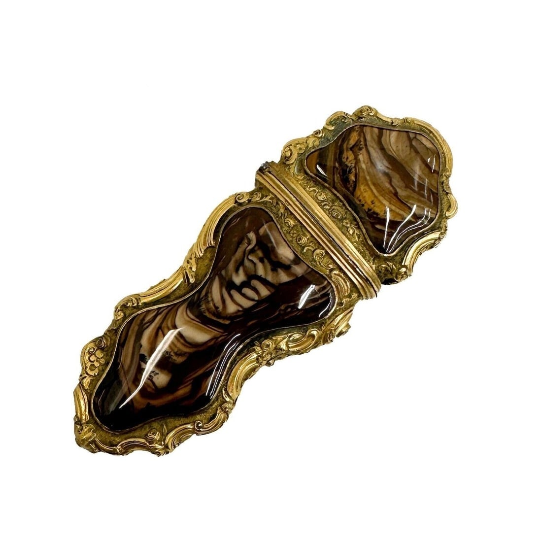 French Gilt Metal and Banded Mocha Agate Mounted Etui Needle Case c 1750 (1 of 5)