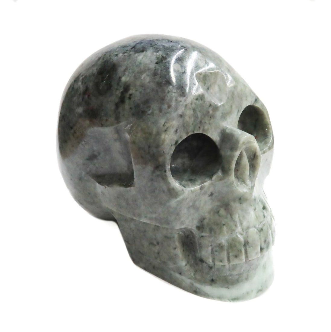 Carved Multi Colored Green Grey Labradorite Skull Figurine 20th Century: Carved Multi Colored Green Grey Labradorite Skull Figurine 20th Century Weight: Approx. 1.5 lbs Measurements: approx. 2.75 inches x 4.5 inches x 3.5 inches tall Condition:Very good condition. Natural 