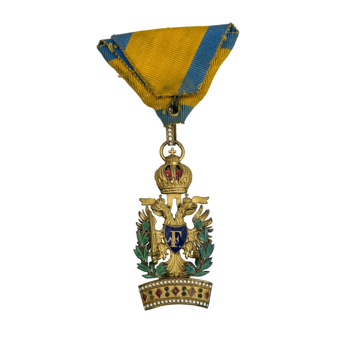 Austrian Empire Imperial Order Of The Iron Crown 3 Class Knight Cross w/Box: Austrian Empire Imperial Order of the Iron Crown III Class Knight Cross with original box. Gilt bronze and enameled, with original box "Oesterr Kaiserlicher Orden der Eisernen Krone III Classe" Weight