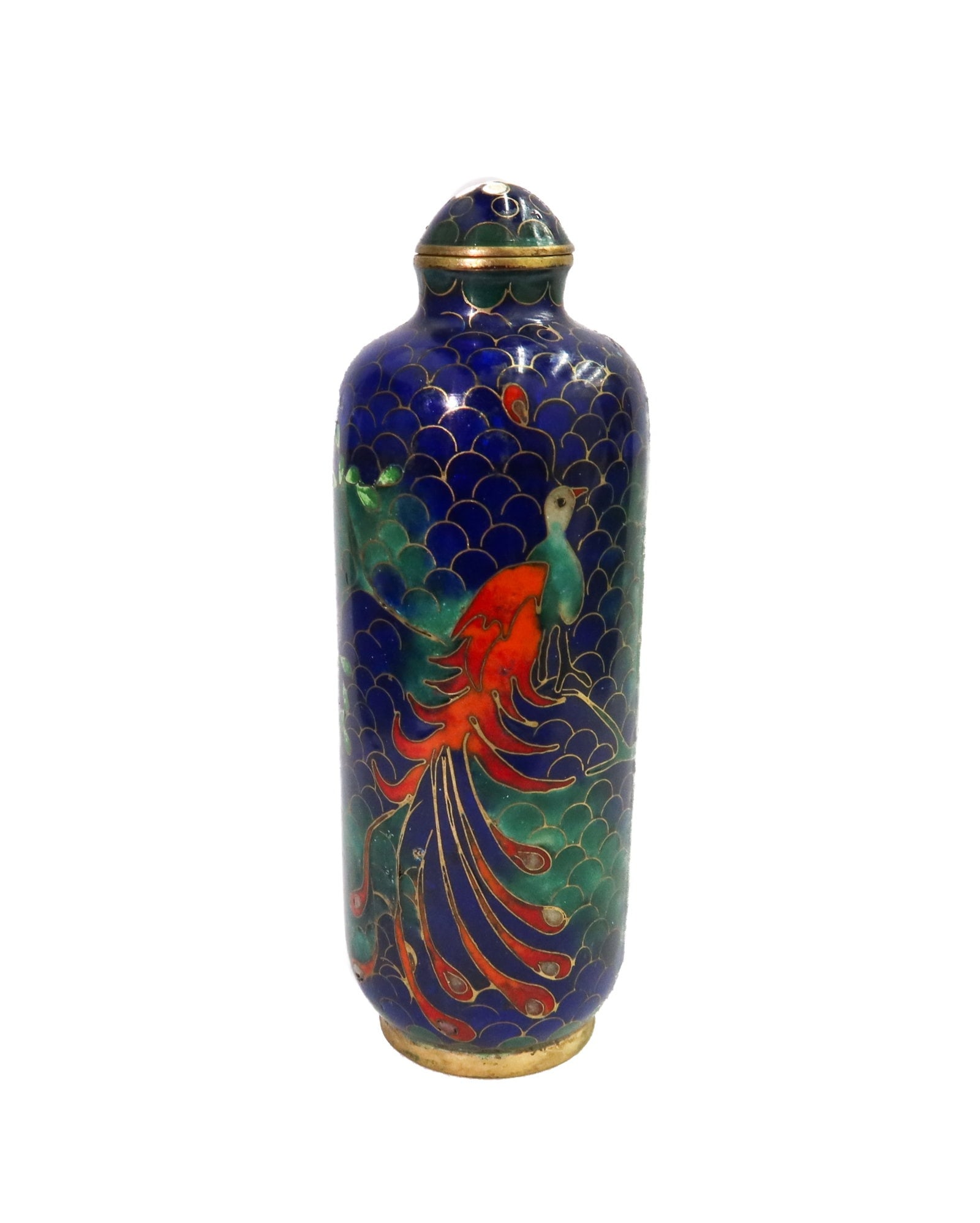 Chinese Cloisonne Enamel Fenghuang Phoenix Snuff Bottle (1 of 5)