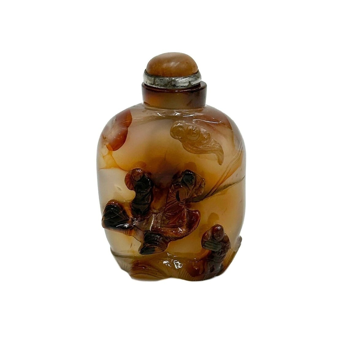 Chinese Carved Shadow Agate Snuff Bottle Figures circa 1820 (1 of 6)