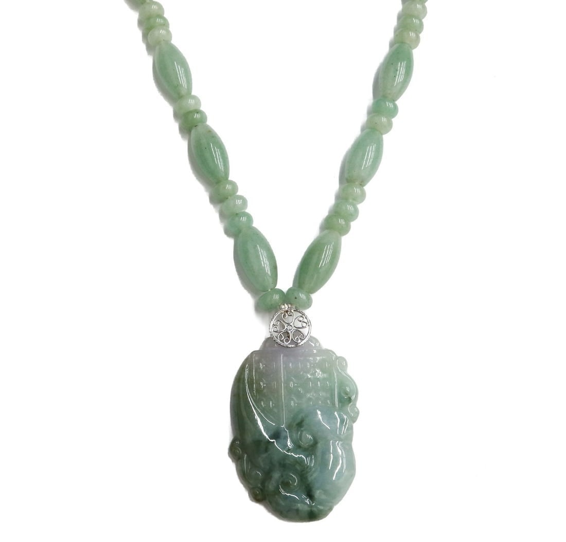14k White Gold and Carved Jade Necklace (1 of 7)